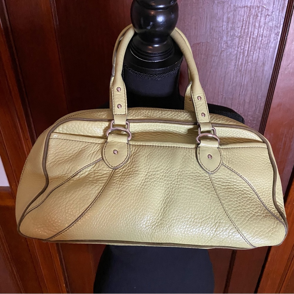 Coke Haan Pebble Leather Satchel Lime Green